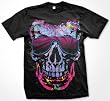Shady Character Skull and Sunglasses Mens T-shirt, Liquid Blue Design Mens Shirt