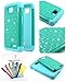 Thousand Eight(TM) For LG Optimus L70 Diamond Studded Silicone Rubber Skin Hard Case + [FREE LCD Screen Protector Shield(Ultra Clear)+Touch Screen Stylus] (Diamond Teal/Green)
