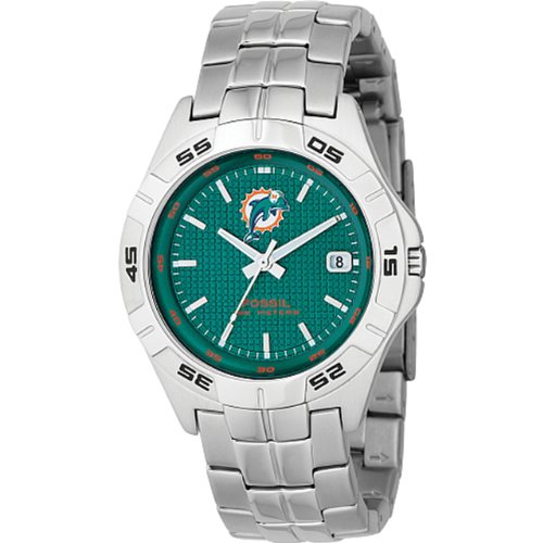 Fossil Men's NFL1105 NFL Miami Dolphins Round Dial Watch