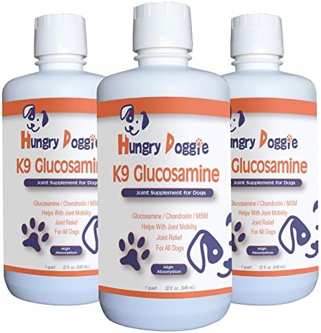 Hungry Doggie's K9 Glucosamine For Dogs. Recommended by Vets. Special Joint &amp; Arthritis Pain Relief Formula.32 Oz Bottle.Contains 100% Pure Aloe Vera Juice,Chondroitin,MSM.Safe &amp; Natural!Made In USA!