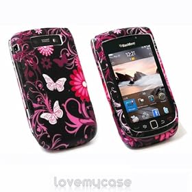 BlackBerry 9800 Torch / Stylish Floral & Butterfly Design / Black & Pink / NEW