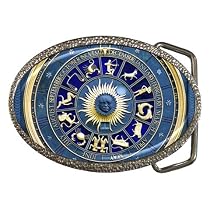Belt Buckle of Blue Marble Zodiac Signs and Symbols