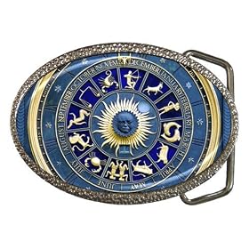 Belt Buckle of Blue Marble Zodiac Signs and Symbols