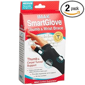 Click here to buy Imak  Smart Glove With Thumb and Carpal Tunnel Support, Medium  (Pack of 2) by Imak.