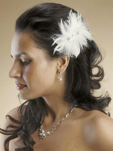 Double Flower Feather Fascinator with Swarovski Crystals