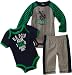 U.S. POLO ASSN. Baby-Boys Newborn Three Piece Creeper Printed Pant Set, Grey, 0-3 Months
