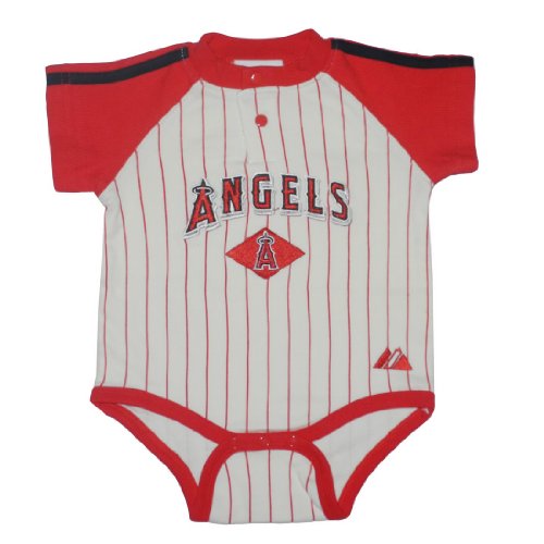 MLB Los Angeles Angels Baby / Infant One-Piece Bodysuit / Romper / Onesie - Beige & Red (Size: 6-9)