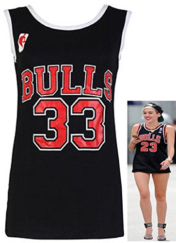 Crazy Girls Ladies Womens BULLS 33, HEAT 6 Varsity American Basketball Jersey T-Shirt Top