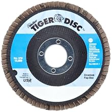 Weiler Tiger Abrasive Flap Disc, Type 27, Round Hole, Phenolic Backing, Zirconia Alumina, 4-1/2" Dia., 40 Grit (Pack of 1)