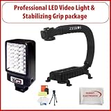 Professional LED Video Light& Stabilizing Grip Package for Panasonic Pro AG-DVC7, DVC30, PV-DV102, PV-DV52, PV-DV953, Mini Dv Camcorders