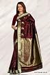 Deep Maroon Art Silk Sari (Saree) Dress from India