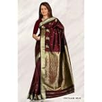 Deep Maroon Art Silk Sari (Saree) Dress from India