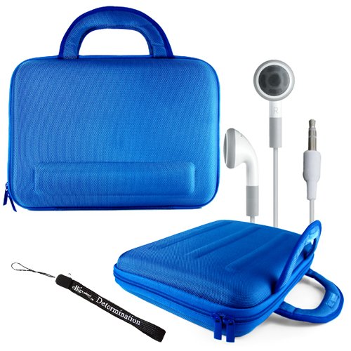 Sony DVPFX950 9-Inch Portable DVD Player Hard Nylon Traveling Case + Includes a eBigValue (TM) Determination Hand Strap Key Chain + Includes a Crystal Clear High Quality HD Noise Filter Earbuds Earphones Headphones 3.5mm Jack