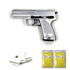 BW Softair Pistole, Silber, BGS-112S + 2000 SWS BBs + 10 Targets