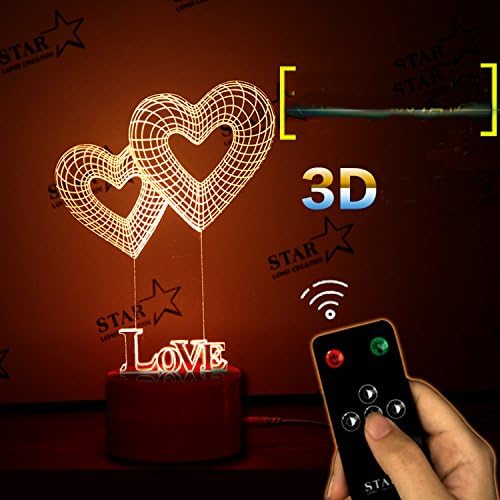 HTG4 LED Illusion Micro USB LED Night Light Deco Table Desk Lamp-3D Visualization - Home Decor Lamp for Chirstmas,Valentines Gift,Lovers -Love Heart