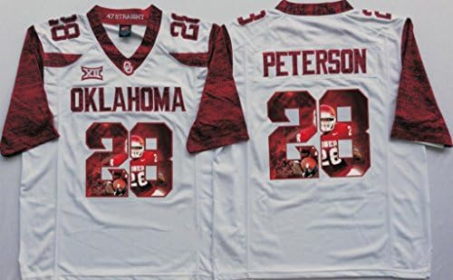 Fashion Men's Adrian Peterson #28 Oklahoma Sooners College Football Jersey White XX-Large