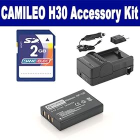 Toshiba Camileo H30 Camcorder Accessory Kit includes: SDNP120 Battery, SDM-146 Charger, KSD2GB Memory Card