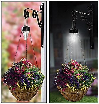 Solar Hanging Plant Basket Kit - Outdoor Mount Garden Light Showcase Decor