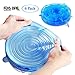 Silicone Stretch Lids, Durable & Eco-Friendly Elastic Lids Reusable Heat Resistant Various Sizes Cover for Bowl - 6 Pack (Blue)