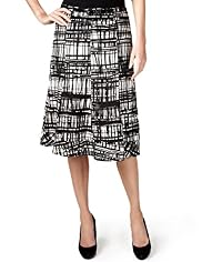 Per Una Pure Linen Crossboard Print Skirt with Belt