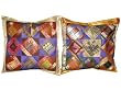 2 Purple Color Tribal India Vintage Sari Toss Pillow Cushion Covers