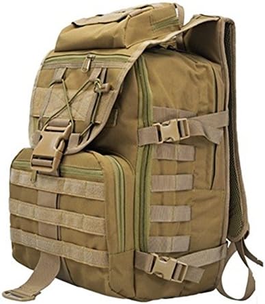 Runytek 40L Tactical &amp; Military Camping Backpack Waterproof 3P MOLLE System Backpack Assault Travel Outdoor Bag for Men (Coyote Brown)