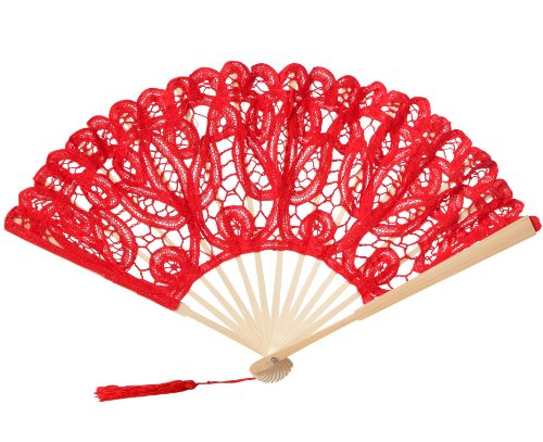 The 1 For U Women's Cotton Lace Fan Ivory/Cream, White, Pink, Blue, Purple, Red