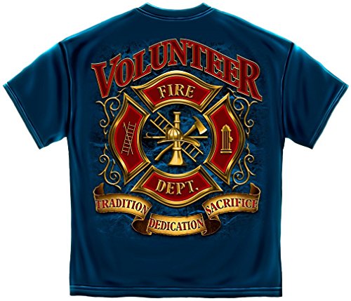 Firefighter T-Shirt Volunteer Fire Tradition Sacrifice Dedication Navy