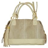 Large Snakeskin Tassel Fashion Shoulder Bag Stone
