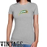 NCAA George Mason Patriots Ladies Ash Distressed Logo Vintage Slim Fit T-shirt