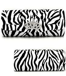 Black and White Zebra pattern with sparkling Crown sexy evening cluthc