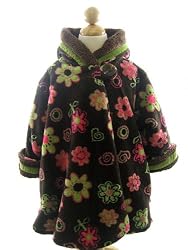 Corky and Company Girls Winter Coat Brown Corky Flower Wrap swing Coat