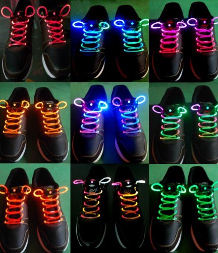 靴の紐を光る靴紐に変えるだけ！夜道の安全灯 防犯 ランニングにも♪光る靴紐◇LED靴紐 (1本（※カラー指定はできません。）)