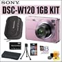 Sony Cybershot DSC-W120 7.2MP Digital Camera Pink + 1GB Accessory Outfit - Sony ASONDSCW120PK1