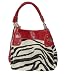 Search : Red Trim Large Zebra Print Faux Leather Satchel Bag Handbag W/ Leather Charm