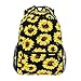 ShineSnow Sunflower Floral Laptop Backpack, Flower On Black Water Resistant College Students Travel Computer Notebooks Backpack for Men Women
