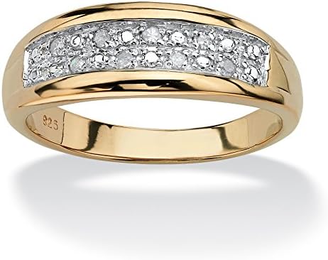 Men's White Pave Diamond 18k Gold over .925 Silver Wedding Band (.12 cttw, GH Color, I3 Clarity)