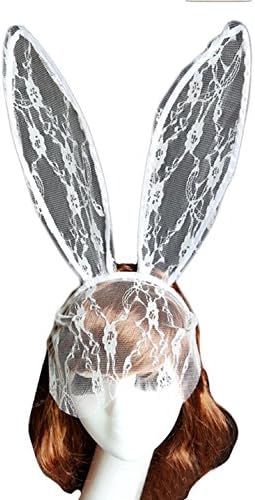 Qunvian Sexy Lace Rabbit Bunny Tutu Ears Lace Gauze Veil Hair Mask