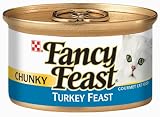 Fancy Feast Gourmet Cat Food Chunky Turkey Feast, 3-Ounce Cans (Pack of 48)