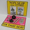 NON SLIP FITTINGS FOR FIXING LOOSE TOILET SEAT HINGES. FOR CHROME AND BRASS HINGES ON WOODEN, RESIN, PLASTIC, MAHOGANY, WHITE, OAK, NOVELTY SEATS. Fittings are M6 (6mm)