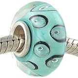 Turquoise Blue Bubbles Murano Glass and 925 Sterling Silver Bead fits European Charm Bracelet
