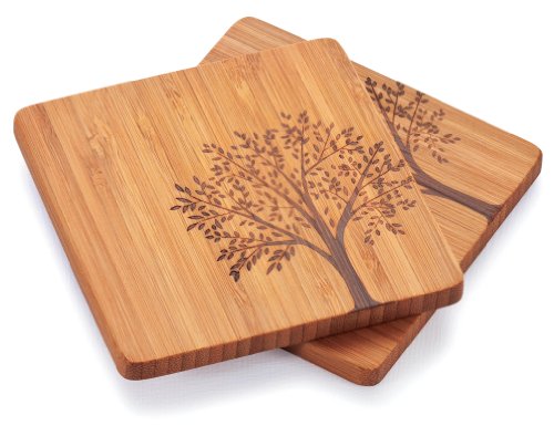 Bambu Coasters with Tree Motif, Set of 4