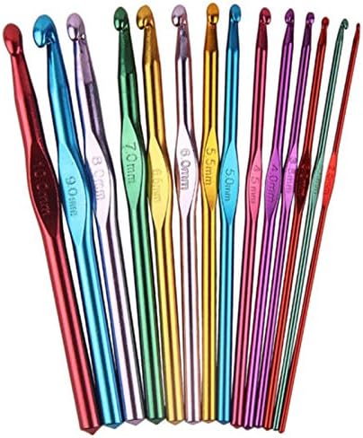 14pcs Multicolor Aluminum Crochet Hooks Needles Knit Weave Craft Yarn 2.0-10.0mm(random color)