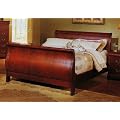 Louis Phillipe XIV Cherry Brown Wood King Sleigh Bed