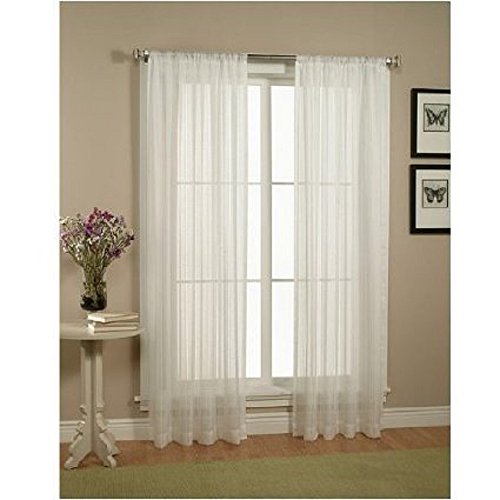 Elegant Comfort 2-Piece Solid White Sheer Window Curtains/drape/panels/treatment size 60