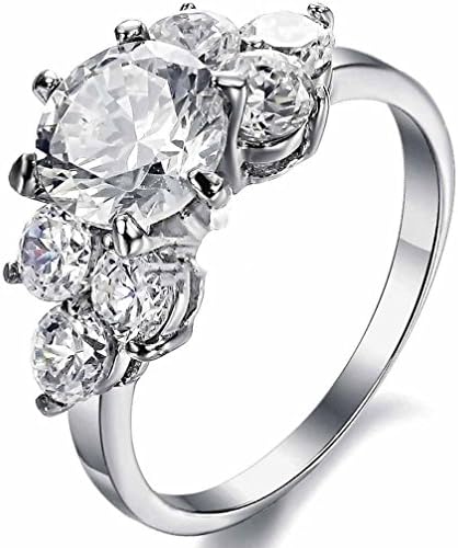 Janestore Big Cubic Zirconia Stainless Steel Love Engagement Promise Ring Ladies