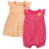 Carter's Girls 3 Pc Dress Romper Set Zebra Stripes & Dots