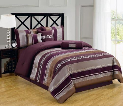 California King Comforter Set Size Claudia Purple 11- Pieces 100% Polyester