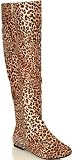New FASHION FUR Womens Leopard Knee High BOOTS 6