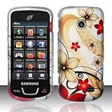 RED & GOLD FLOWERS Hard Rubber Feel Plastic Design Case for Samsung T528g [ ....
